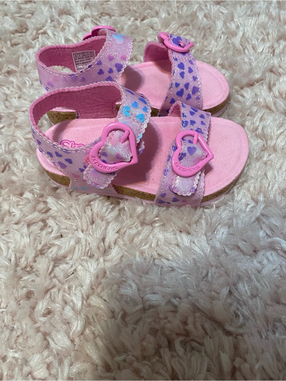 Skechers Girls Pink Heart Buckle Sandals